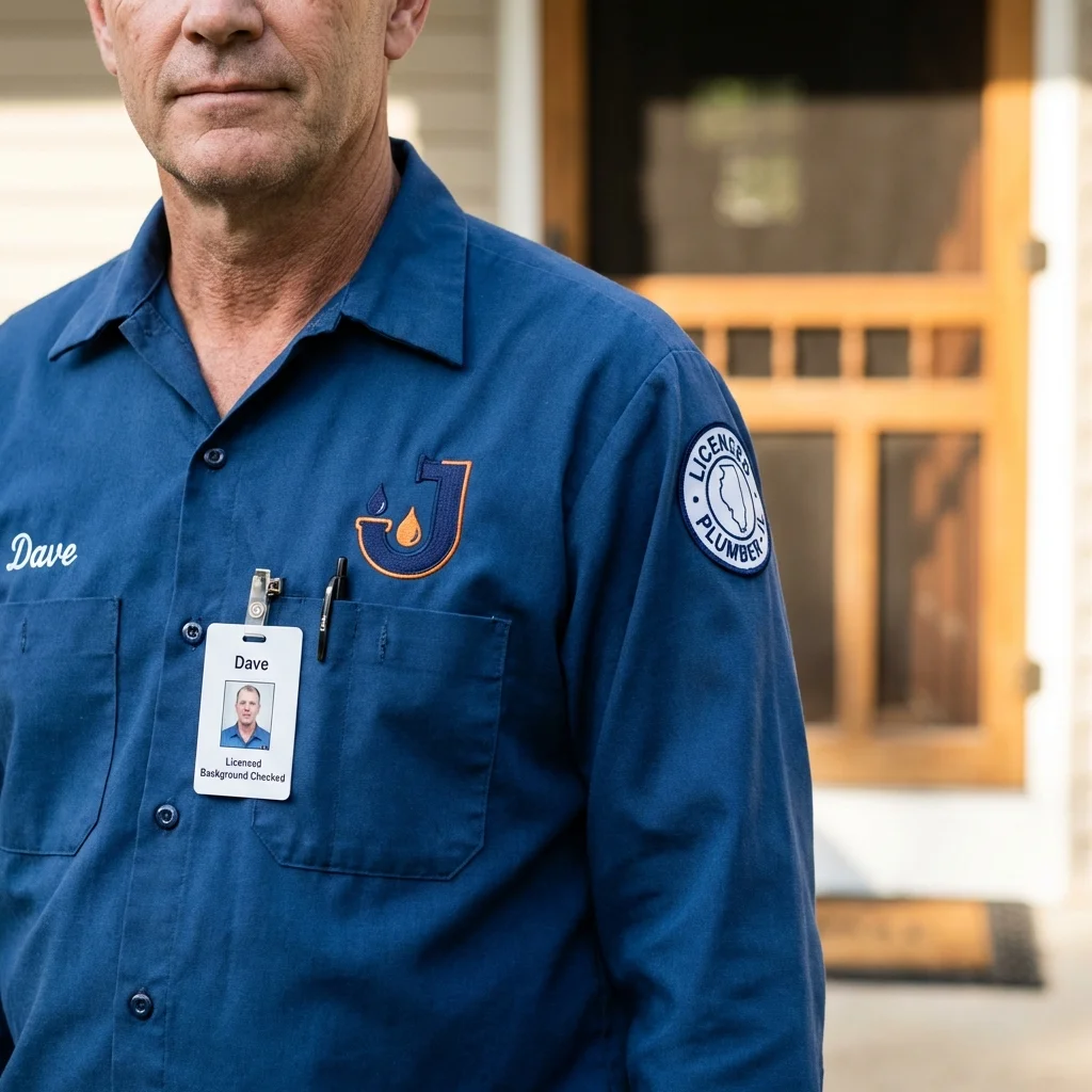 Licensed plumber showing ID badge in Wautoma, WI