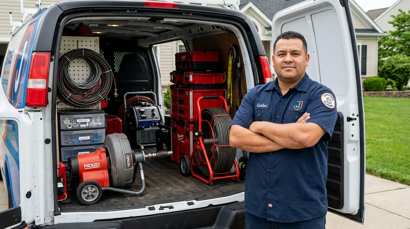 Professional drain cleaning equipment and Johns Plumbing LLC plumber in Wautoma
