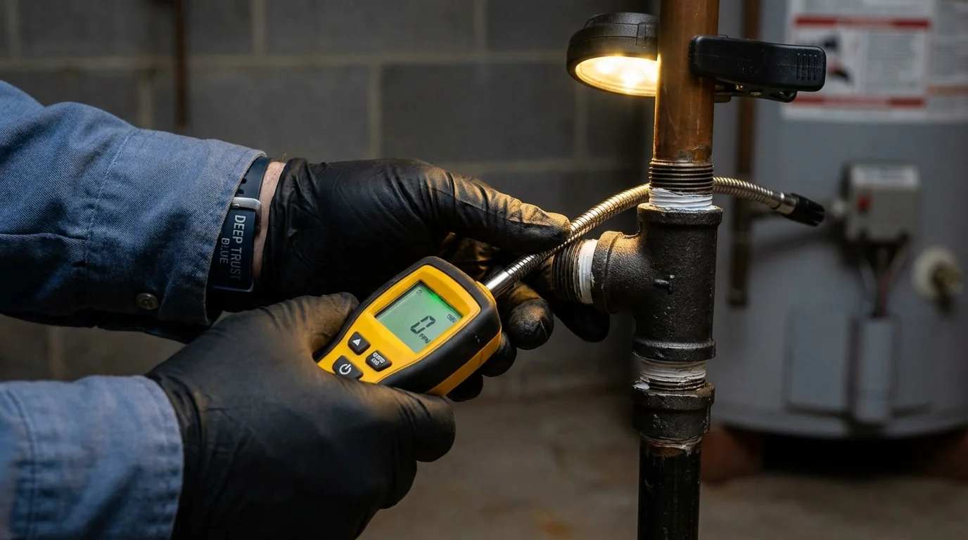 Gas leak detection with electronic sniffer by Johns Plumbing LLC in Wautoma